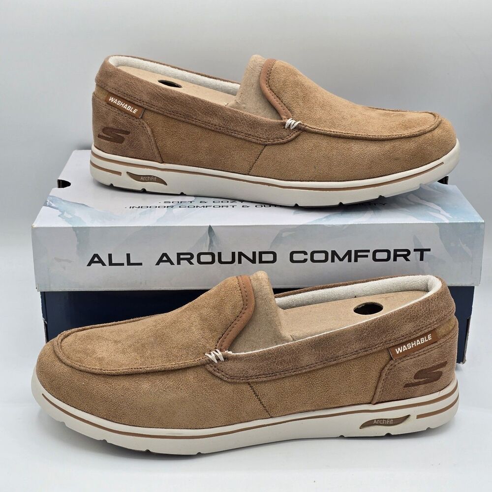 Skechers Go Walk Arch Fit Lounge Cirrus Slip On Shoes Brown 249106 Men’s 10